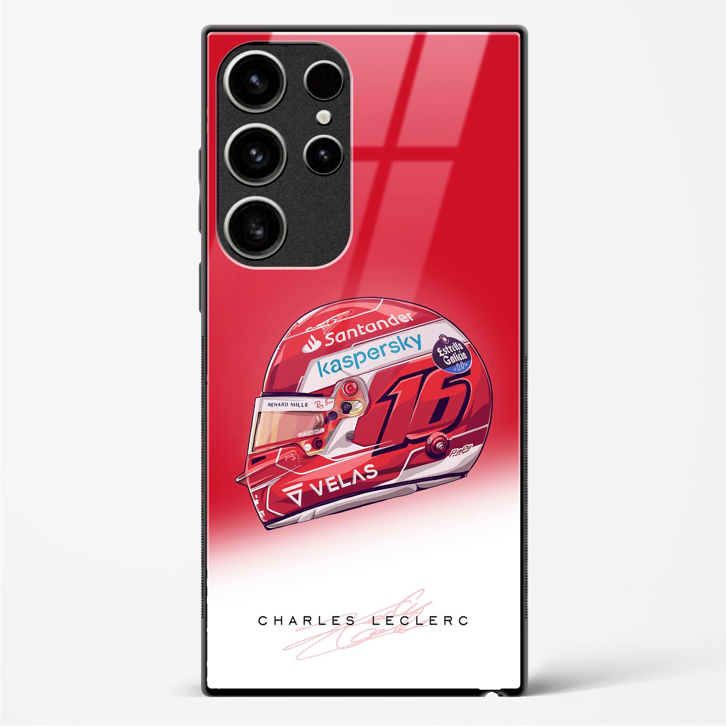 Charles Leclerc Helmet Glass Case Phone Cover